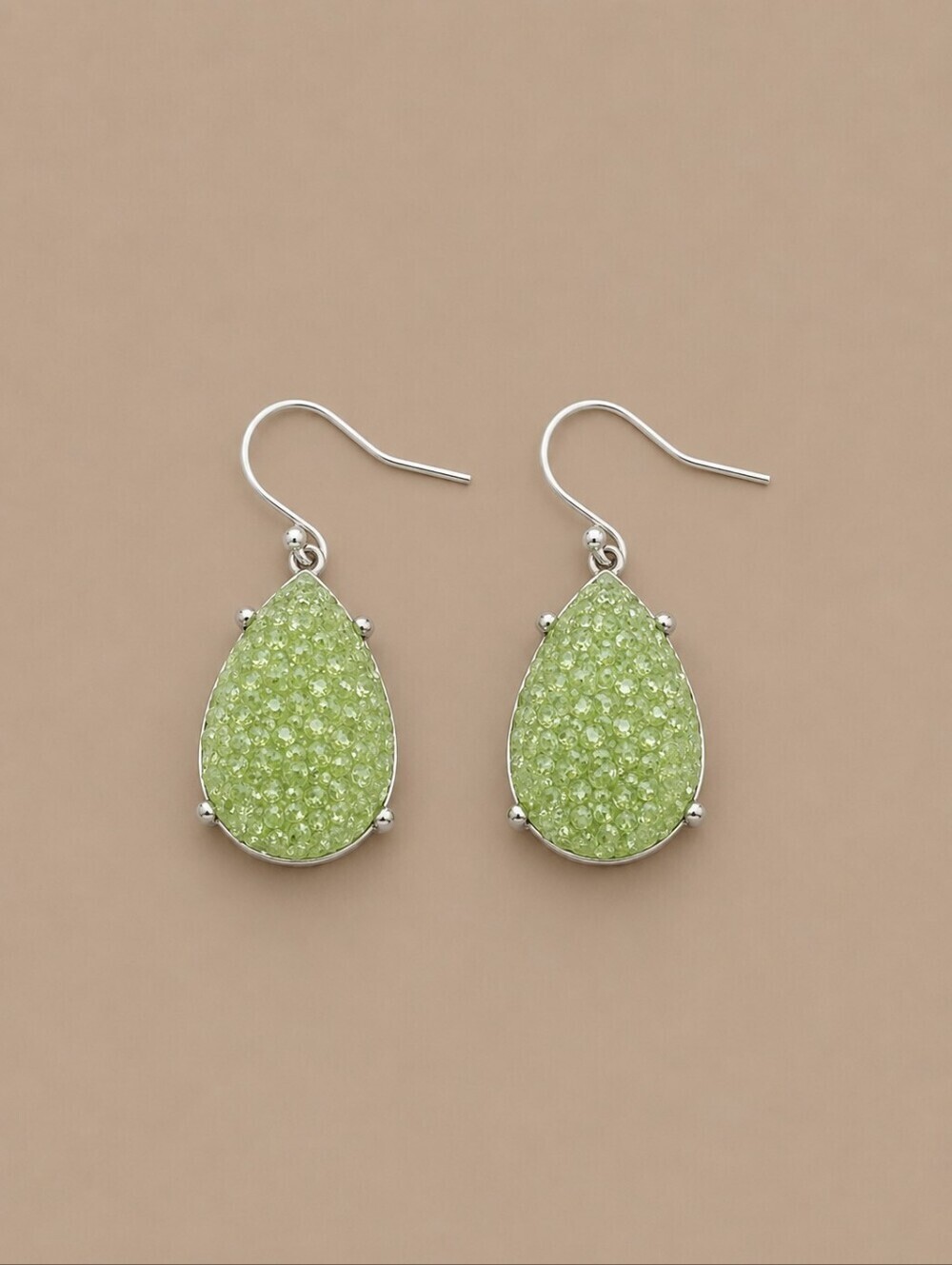 3/$30 Lime Green Acrylic Druzy Scale Teardrop Dangle Hook Earrings